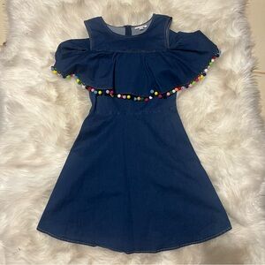 New Agaci denim Pom Pom dress small